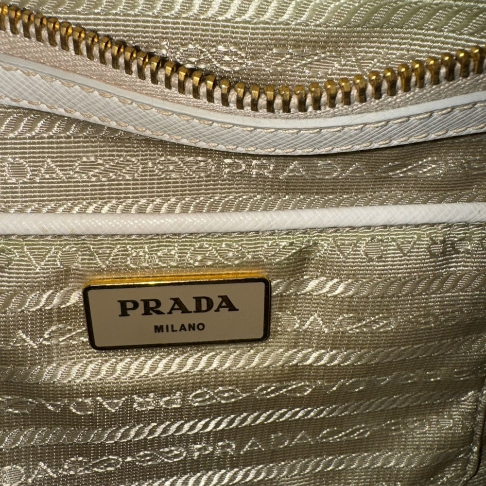 Authentic Prada Bauletto Cream Saffiano Leather Satchel Bag - Picture 12 of 17